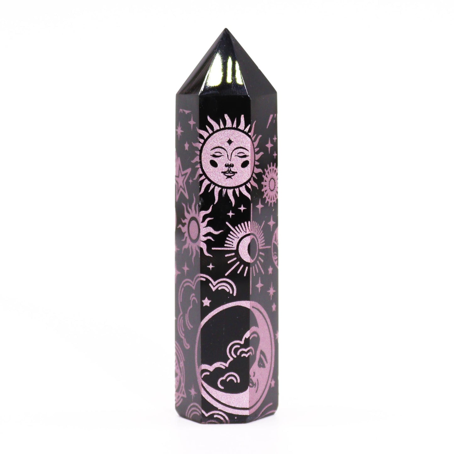 Pointes d'obsidienne noire (environ 60-70 g, 9 cm) - Histoire mystique - Rose