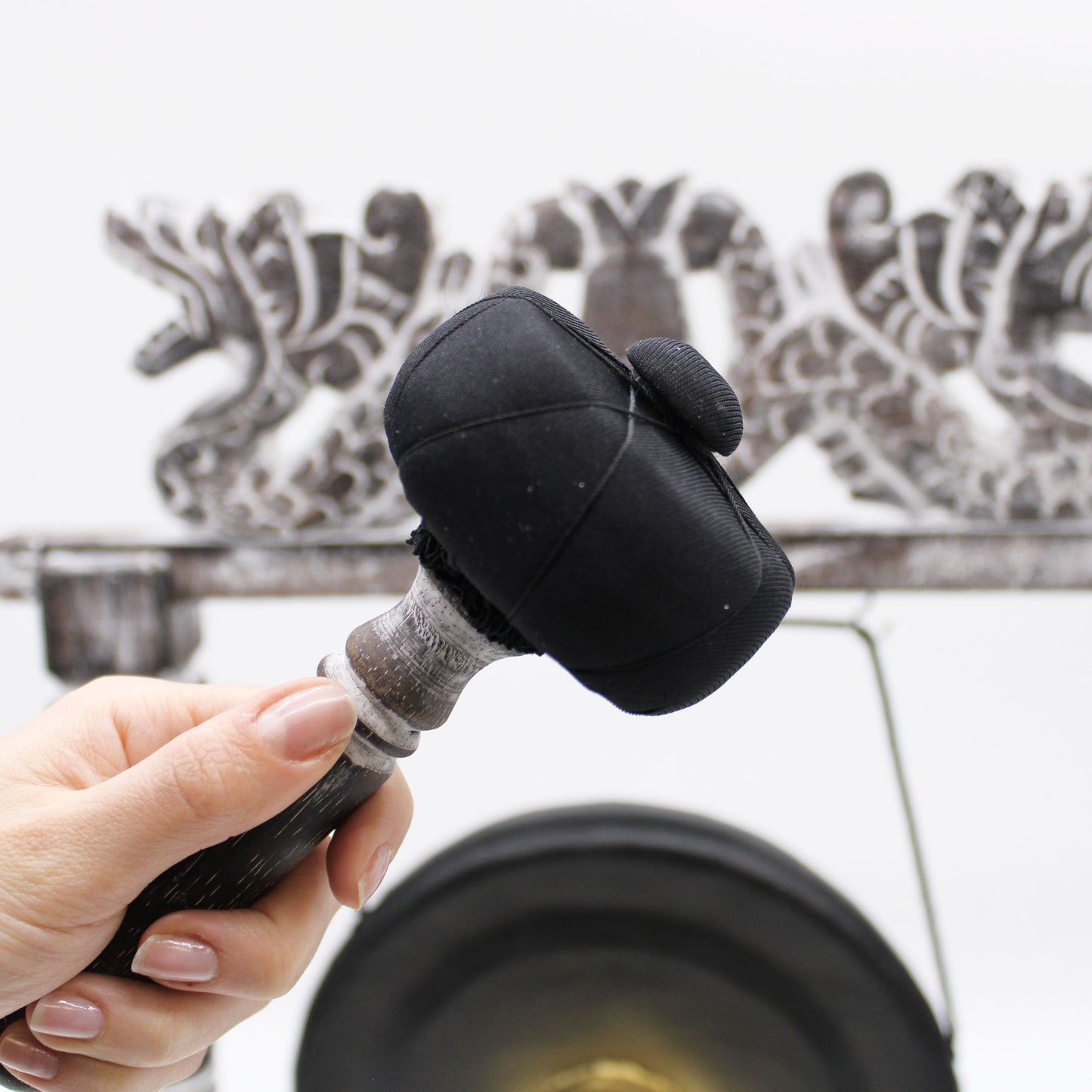 Petit Gong de Méditation avec Support - 25 cm - Noir