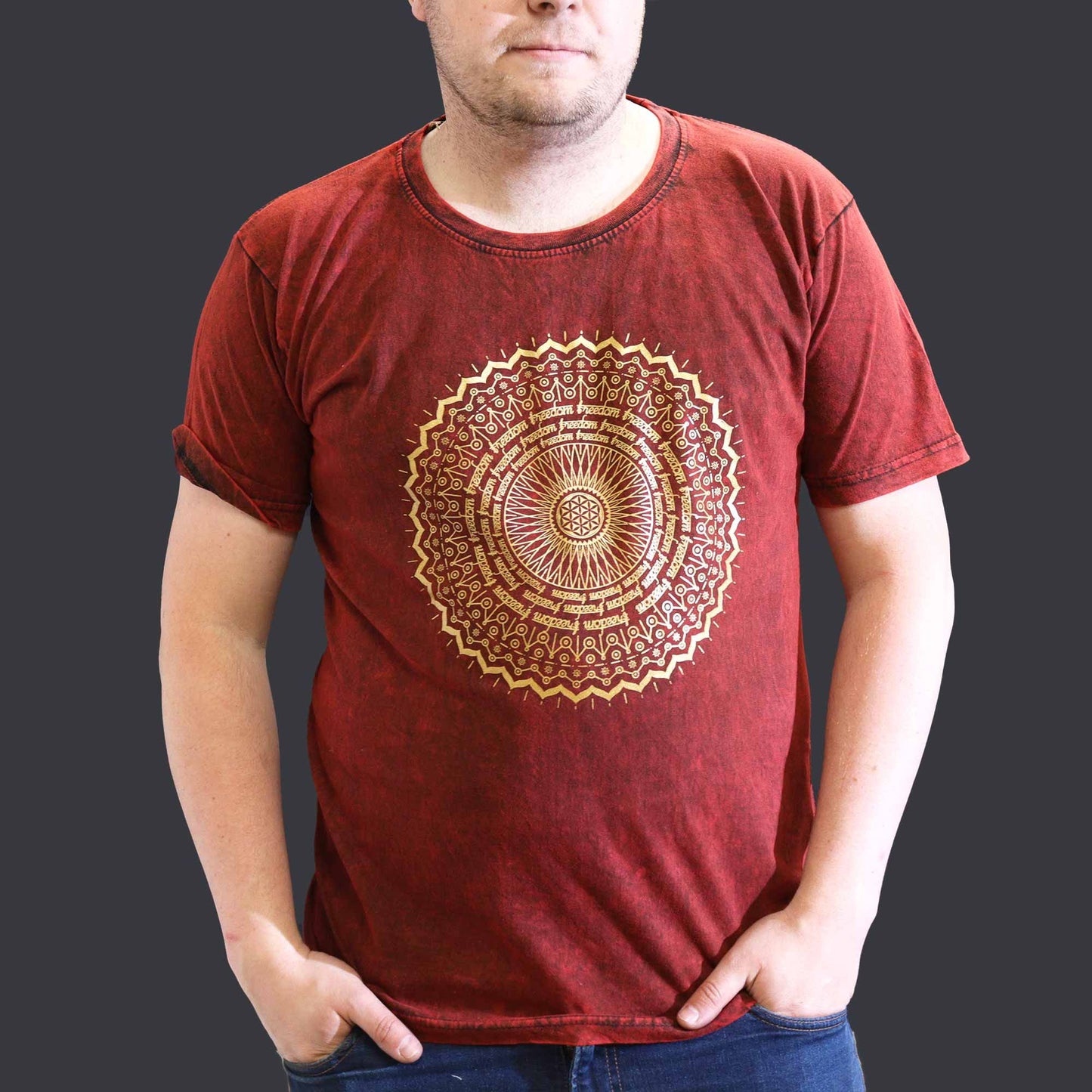 T-shirt sari nomade extra large - Mandala - Bordeaux