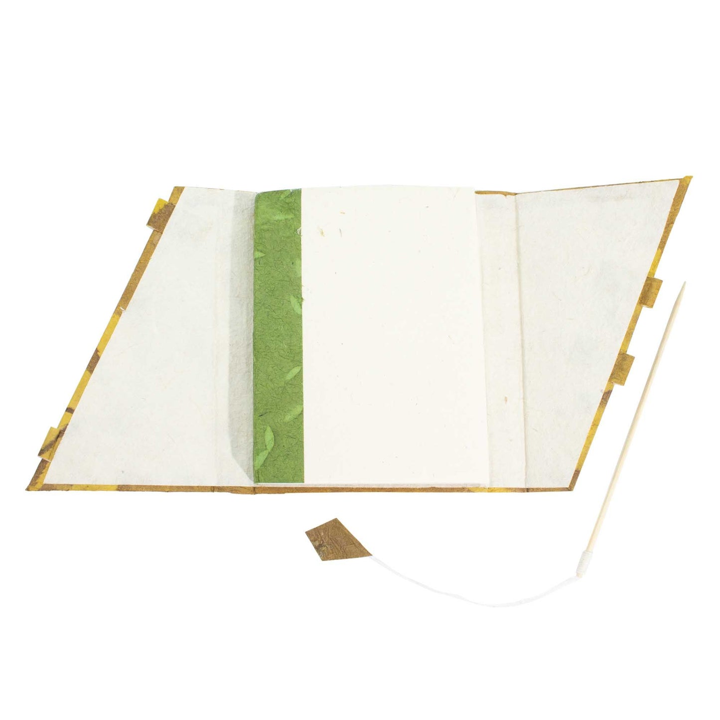 Carnet Lokta floral audacieux bambou avec fermeture – moyen (15x12 cm) – 45 feuilles – marron moutarde