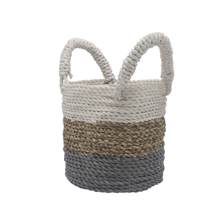 Juego de cestas de algas marinas - Gris / Natural / Blanco
