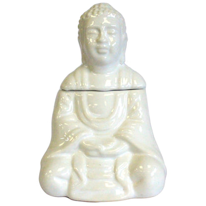 Quemador de Aceite Buda Sentado Blanco