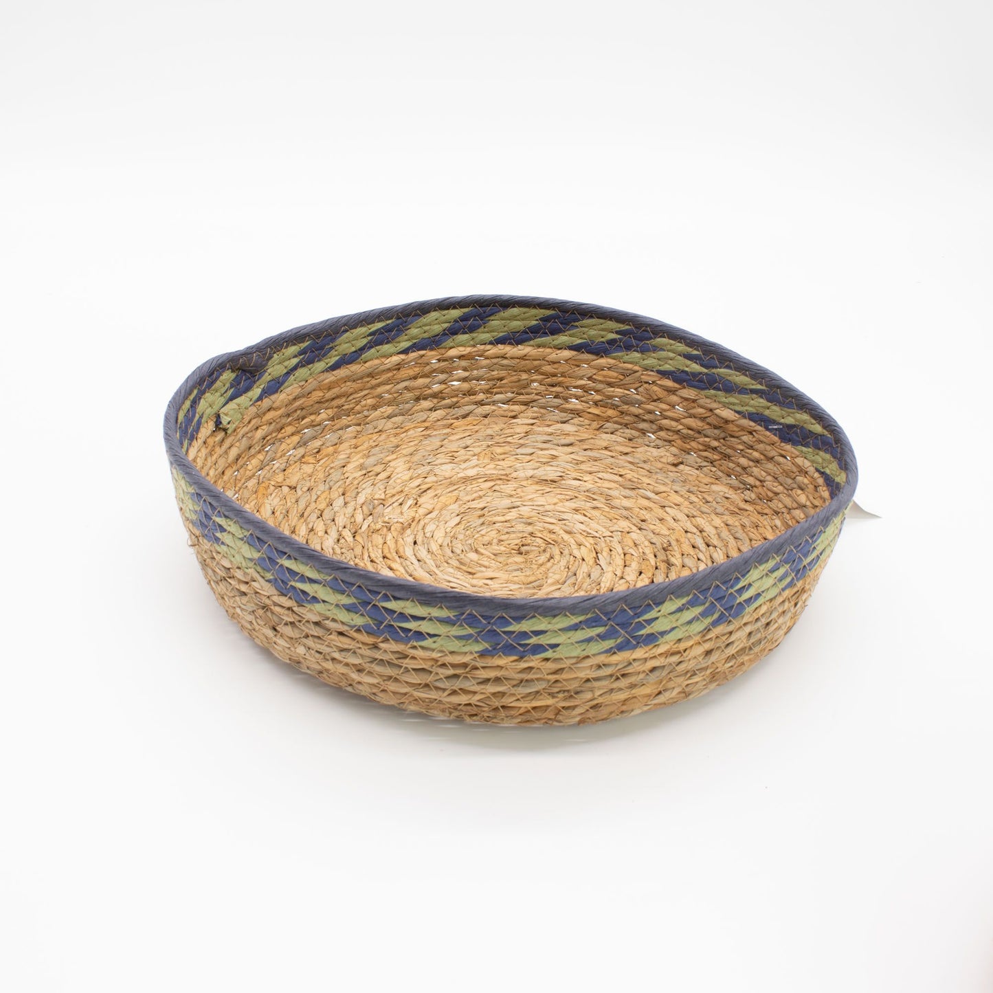 Körbe-Tabletts aus Stroh und Seegras – Natur, Grün und Blau – 3er-Set