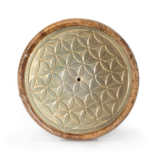 Gold auf Mangoholz - Blume des Lebens