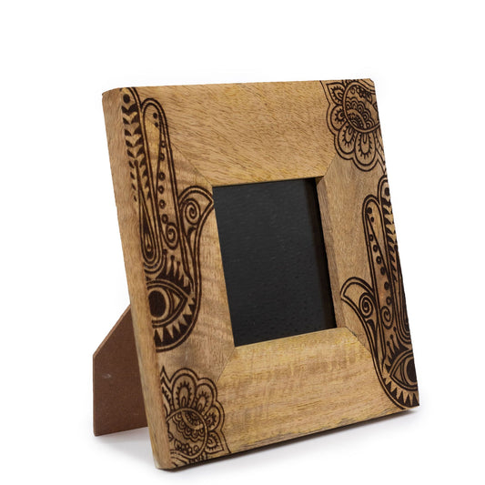 Pequeño Marco de Madera de Mango (para 10x10cm) 20x20x2cm - Hamsa Negro