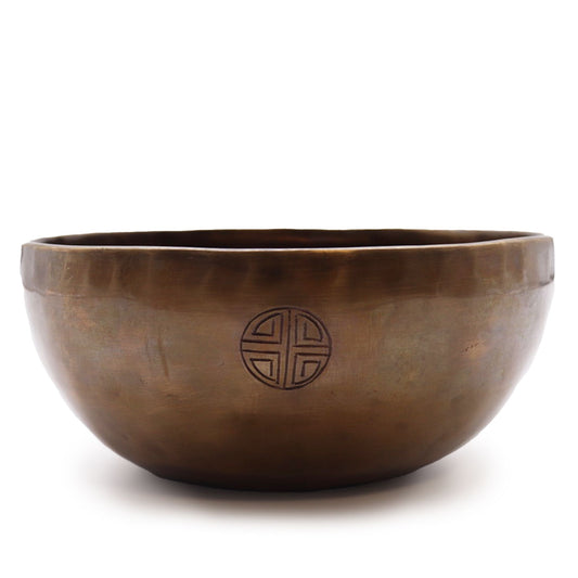 Extra große indische tibetische Klangschale mit Mondphasen (ca. 1500 g) – 22 cm