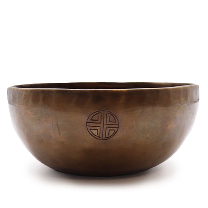 Extra große indische tibetische Klangschale mit Mondphasen (ca. 1500 g) – 22 cm