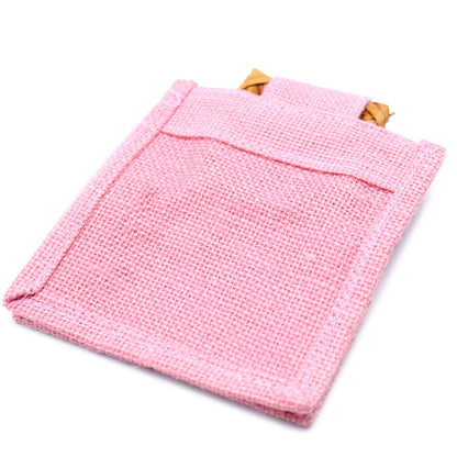 Bolsa de regalo de yute puro y algodón con ventana - 1 Ventana en Rosa