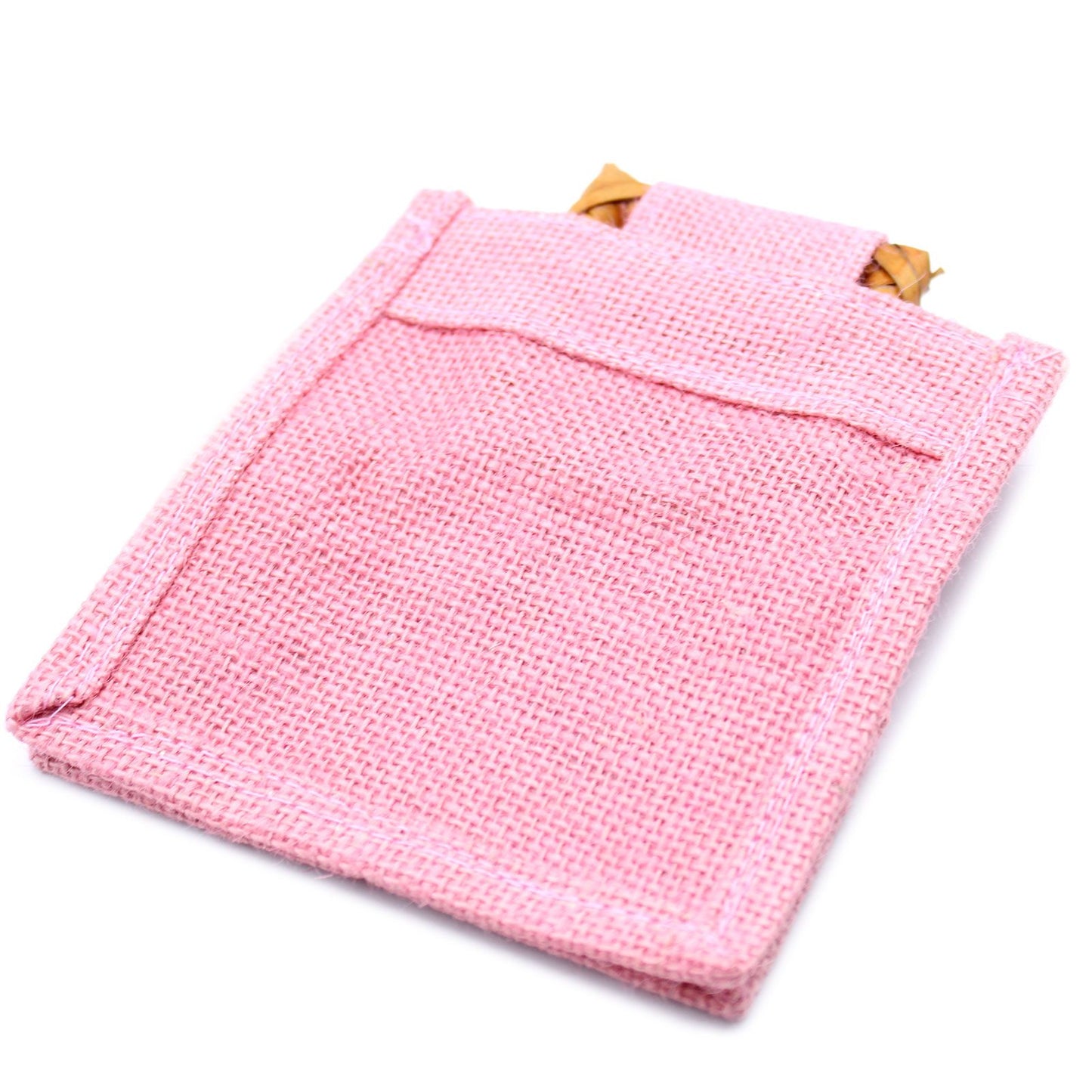 Bolsa de regalo de yute puro y algodón con ventana - 1 Ventana en Rosa