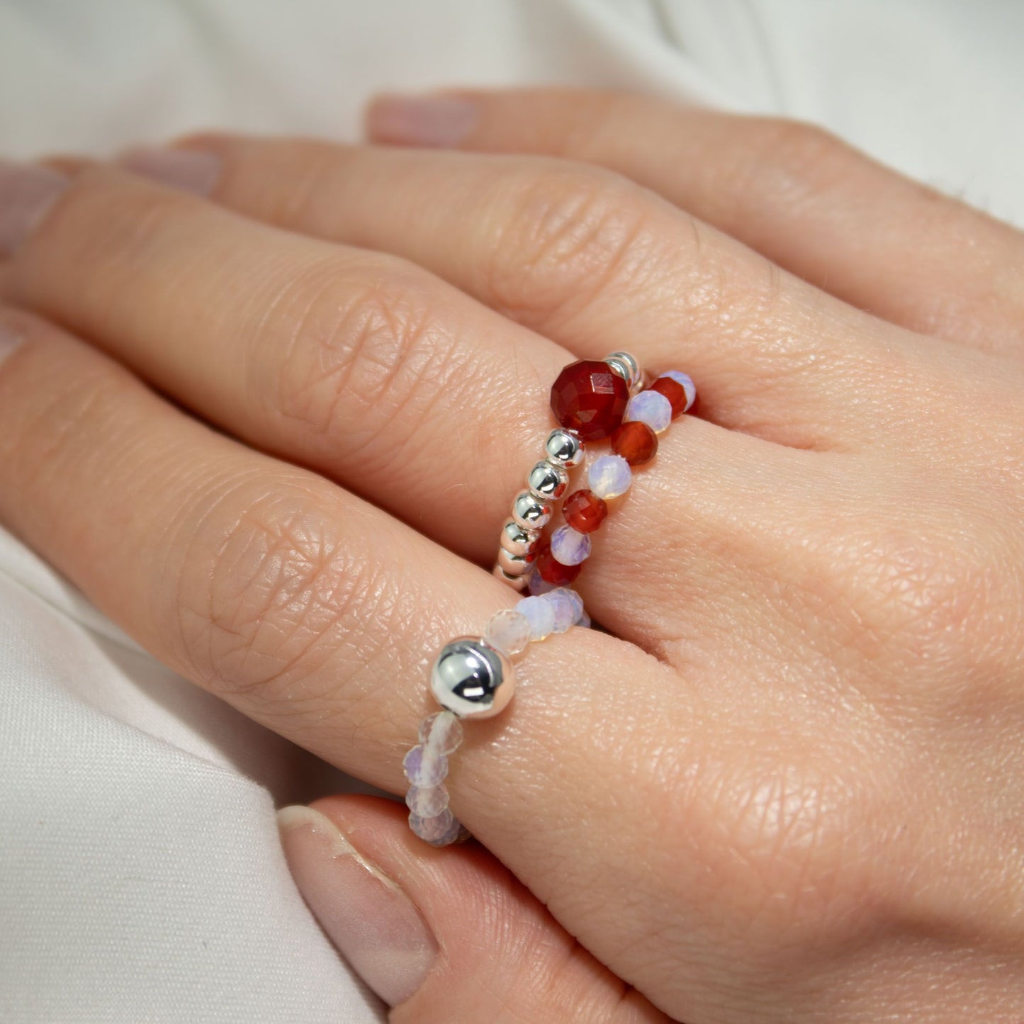 Set Nymphen-Edelsteinringe – Blutmond