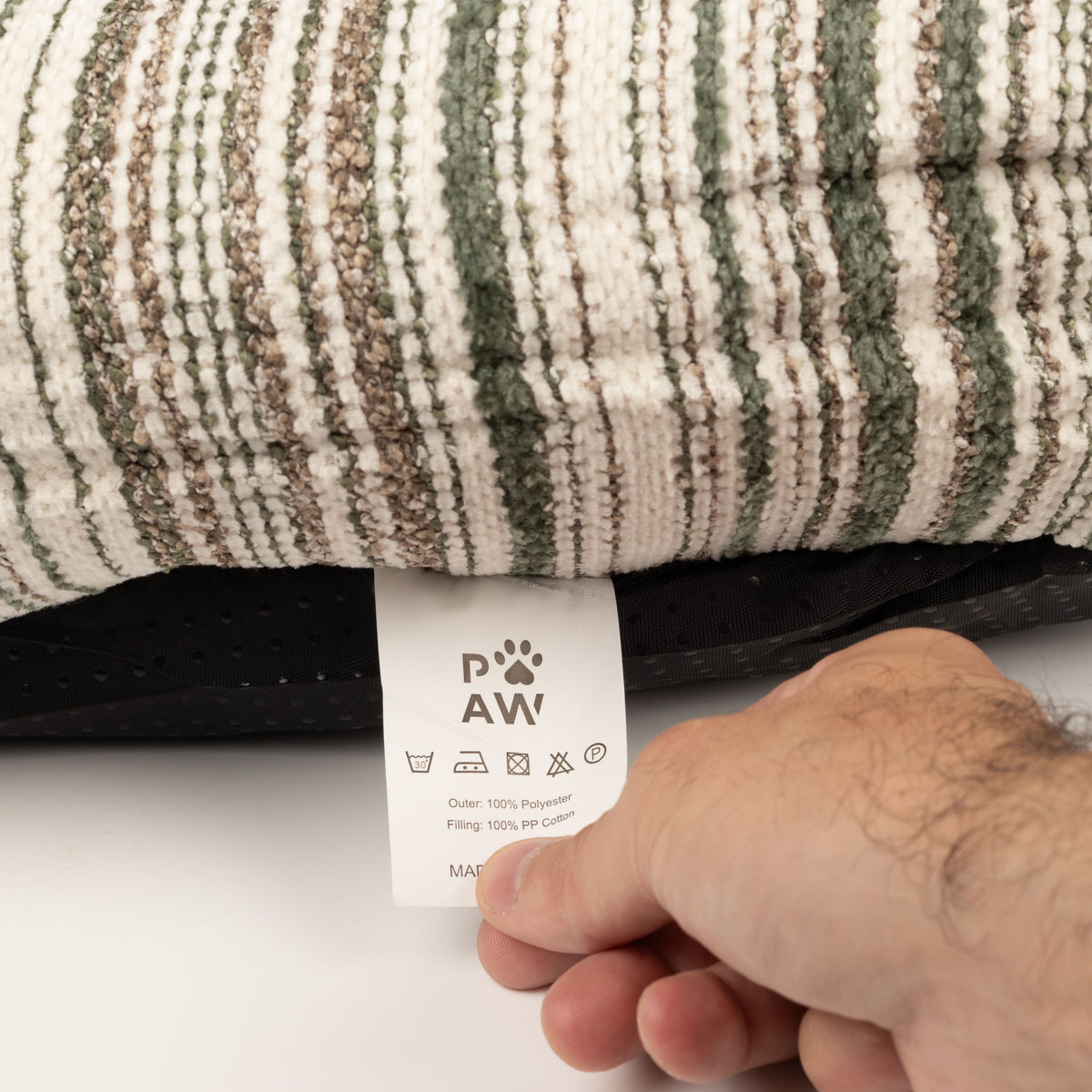 PAW Bed – Sofá pequeño – Rayas marrones – 50 × 50 × 26 cm
