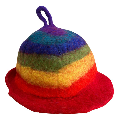Saunahut aus Filz - Regenbogen