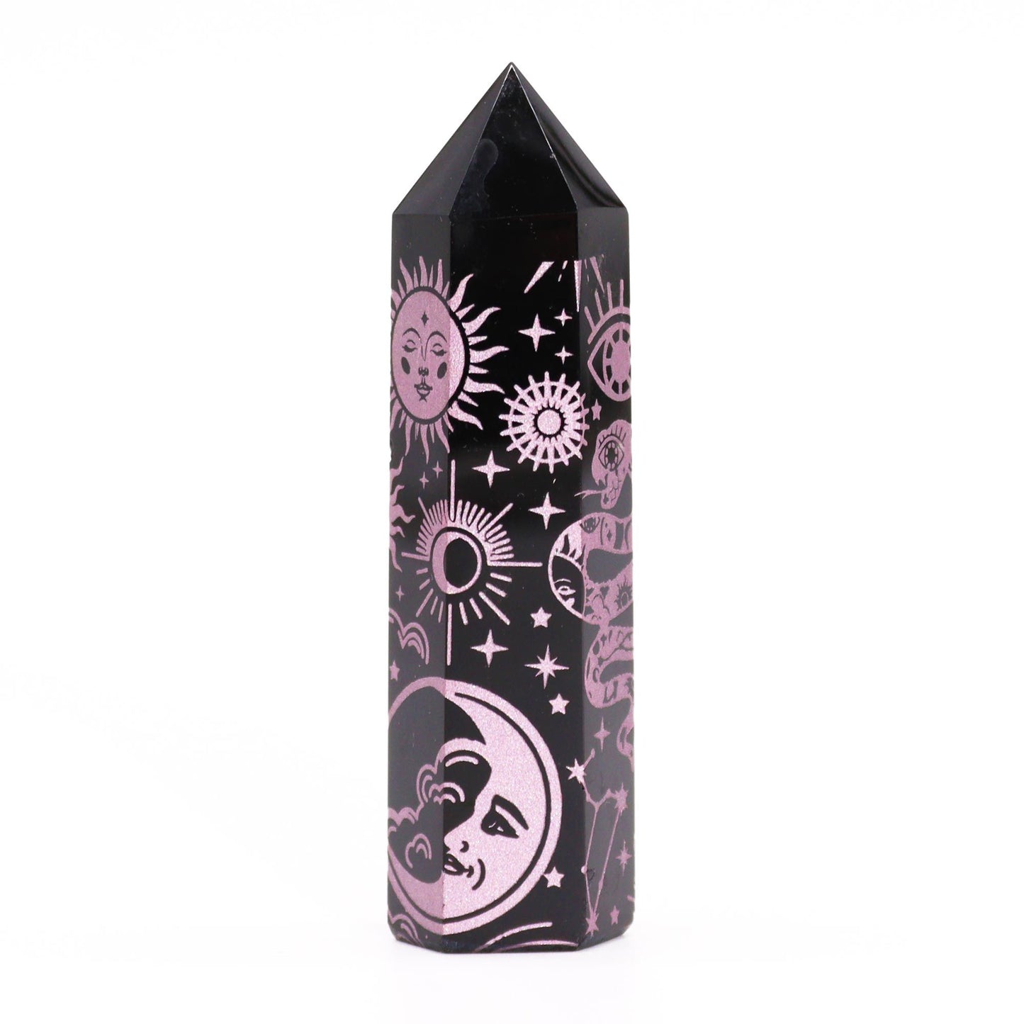 Pointes d'obsidienne noire (environ 60-70 g, 9 cm) - Histoire mystique - Rose