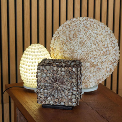 Lampe coquillage Boho - Coquillage ovale - 15 cm