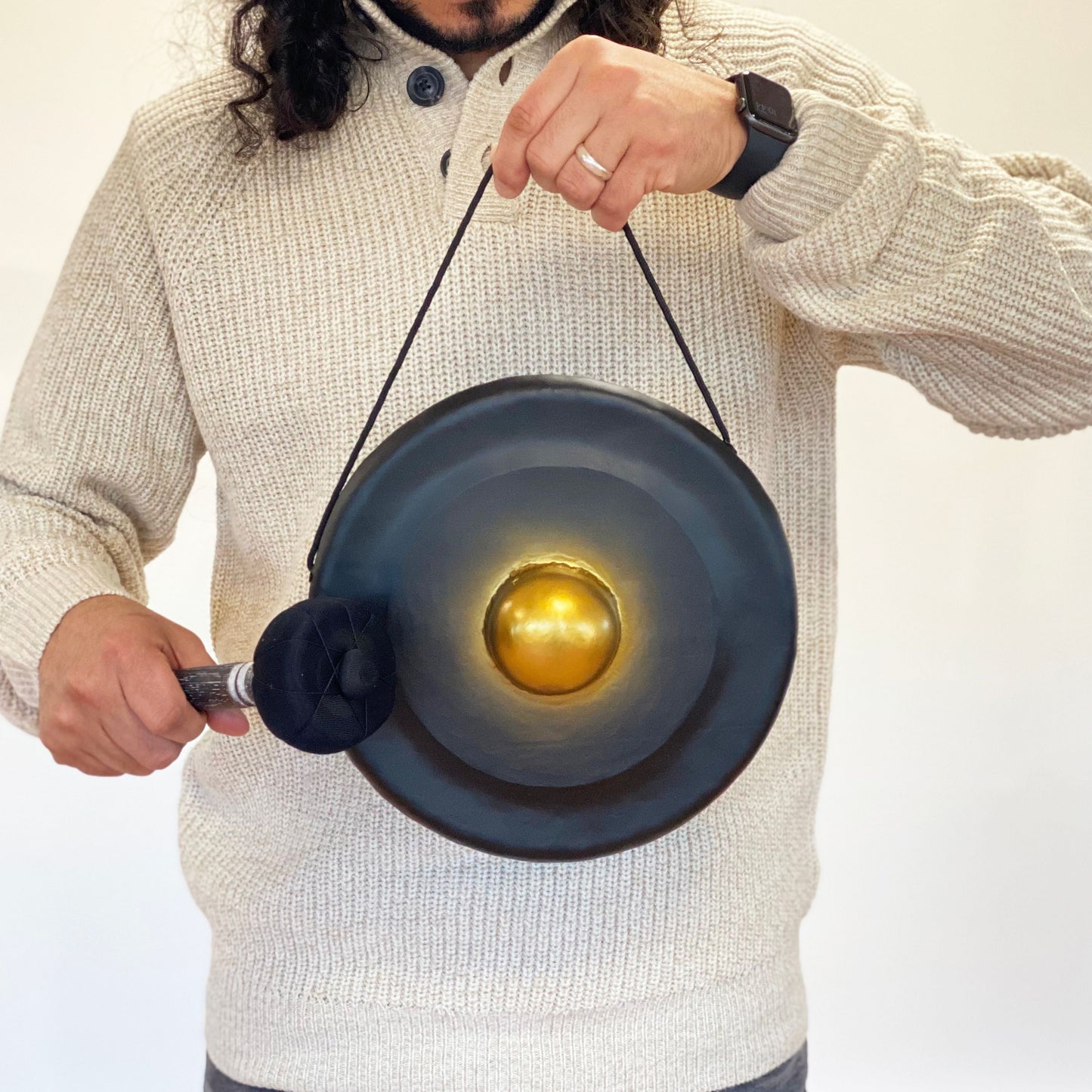 Petit Gong de Méditation avec Support - 25 cm - Noir