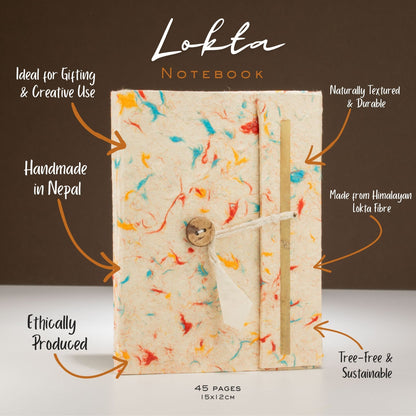 Carnet Lokta moyen - Coton de couleurs mélangées - 45 feuilles