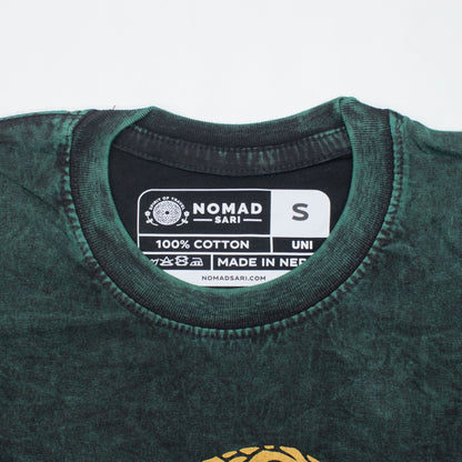 Nomad Sari Camiseta de algodón lavado a piedra - Árbol de la Vida - Verde - Pequeño