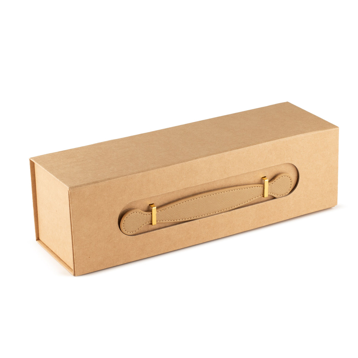 Caja de regalo plegable - con forma de caja de vino (33.5x10x10.5cm) - Marrón kraft
