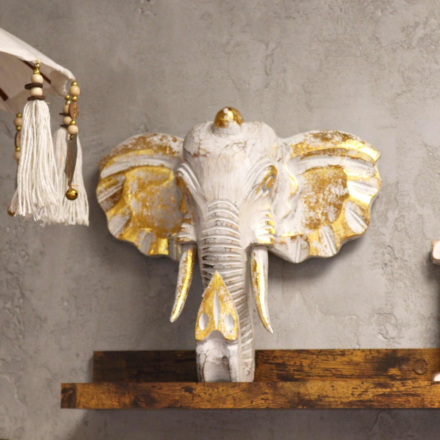 Cabeza Grande de Elefante - Oro y Blanco