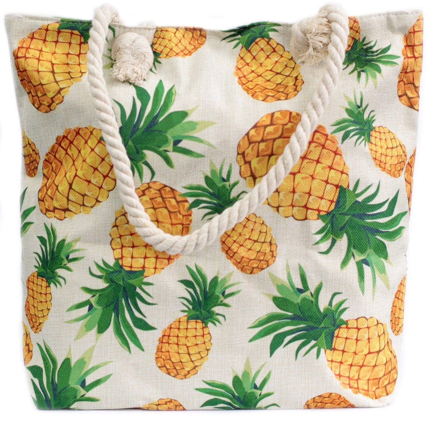 Sac cabas avec anse en corde - ananas tropicaux