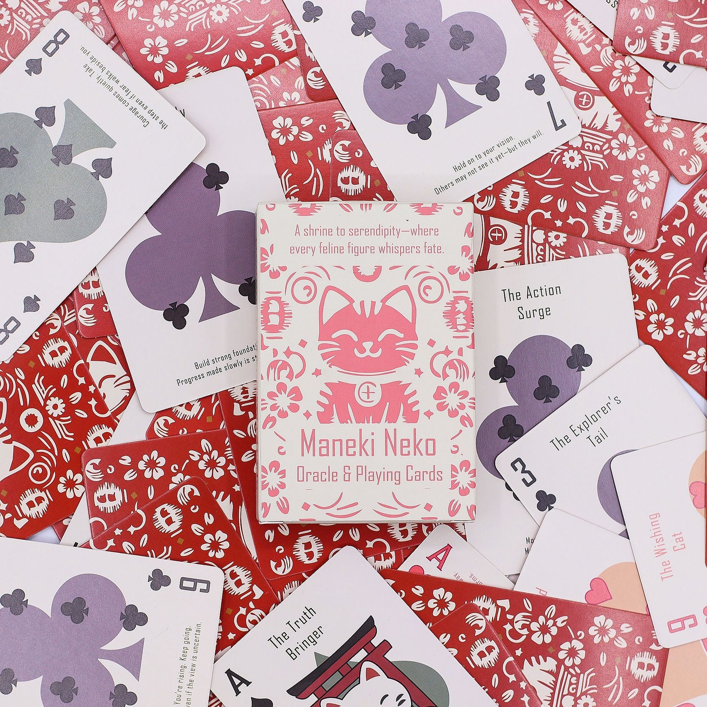 Glückskatzen-Spiel- und Orakelkarten – Maneki Neko Deck