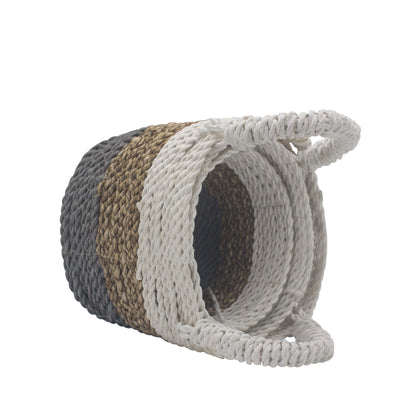 Juego de cestas de algas marinas - Gris / Natural / Blanco