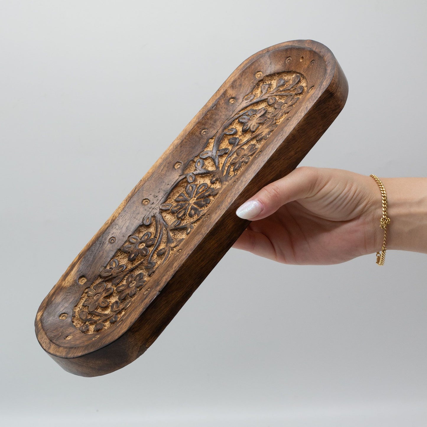 Bandeja grande para incienso 30x10cm - Diseño de flores