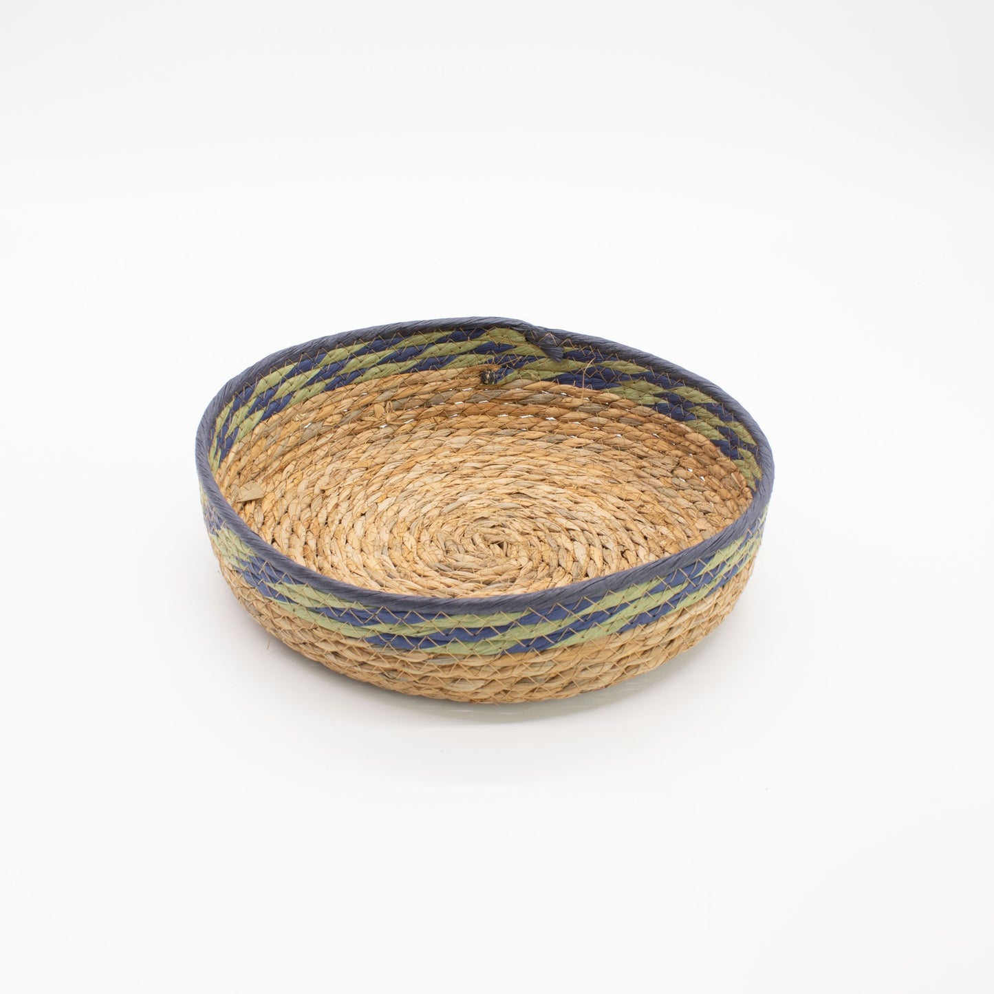 Körbe-Tabletts aus Stroh und Seegras – Natur, Grün und Blau – 3er-Set