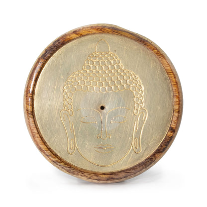 Gold auf Mangoholz - Buddhakopf