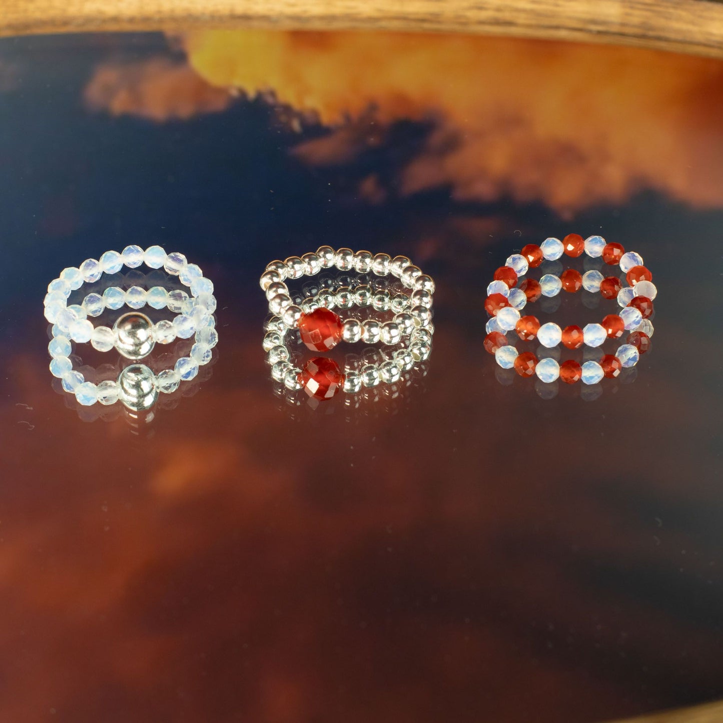 Set Nymphen-Edelsteinringe – Blutmond