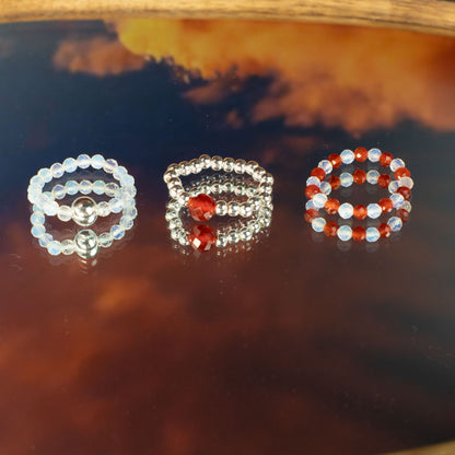 Set Nymphen-Edelsteinringe – Blutmond