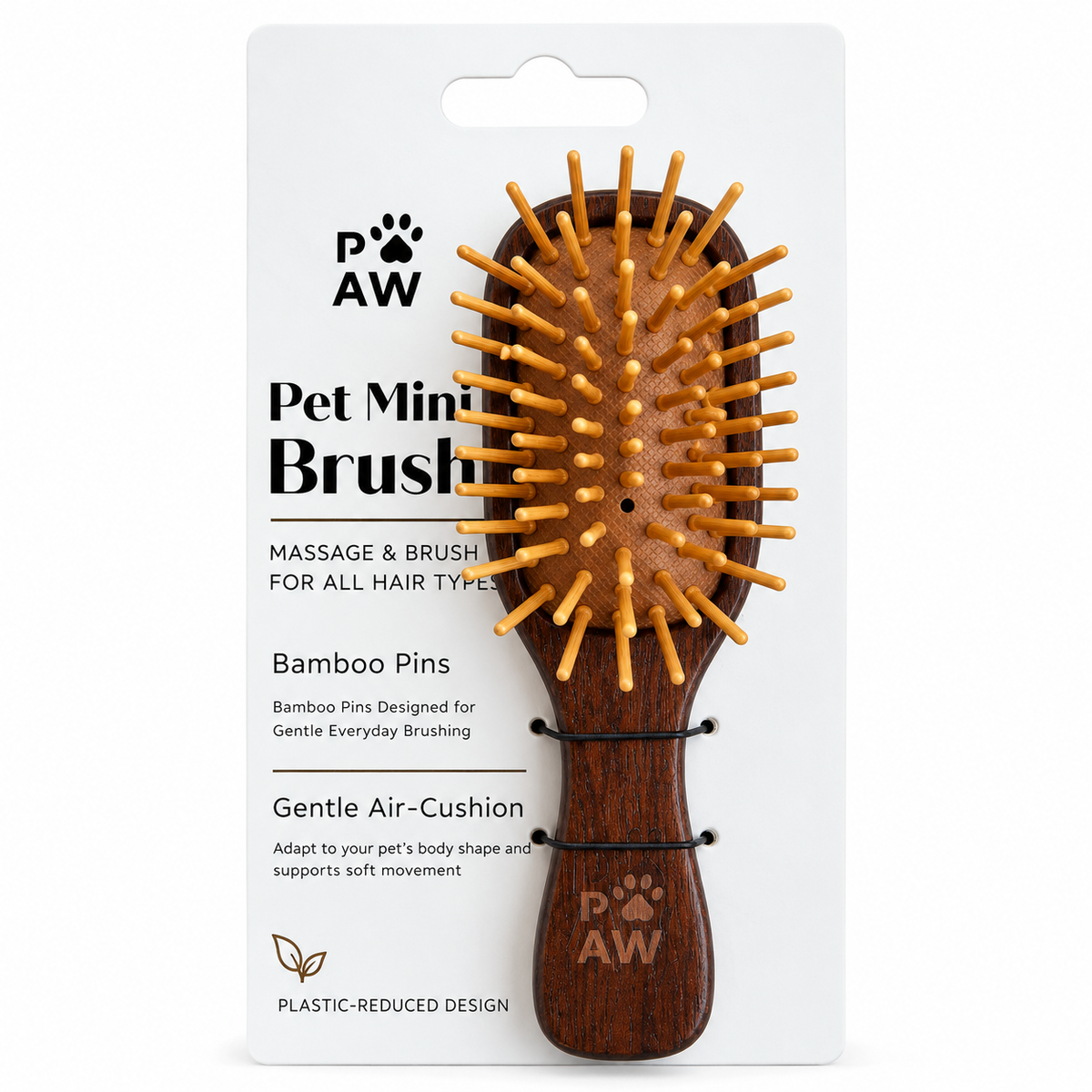 Herramientas de aseo PAW – Mini cepillo y masajeador con púas de bambú