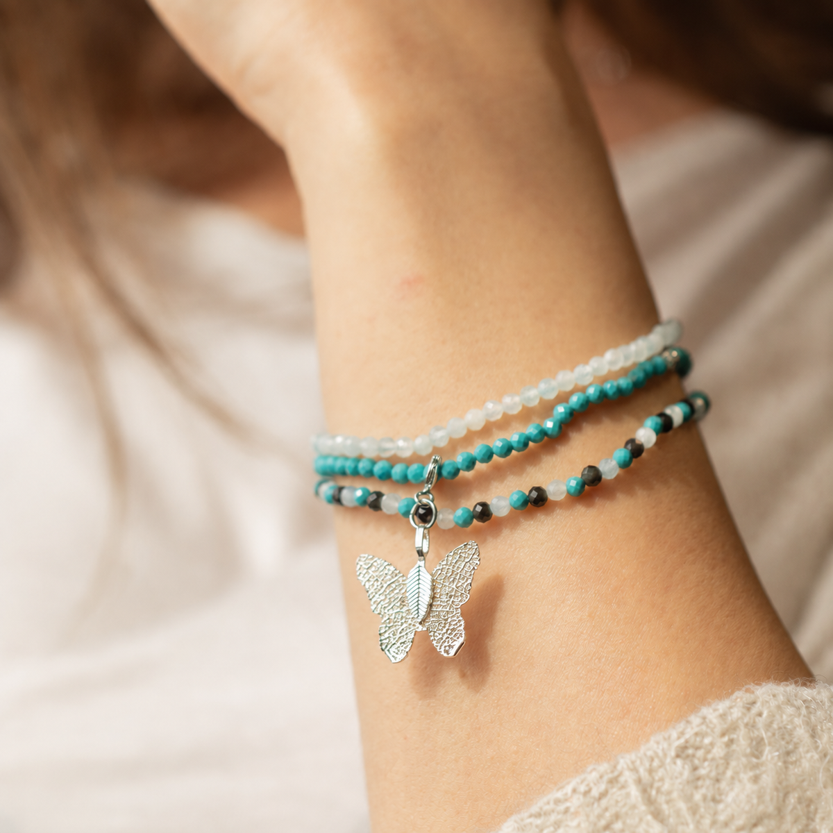 Conjunto de pulseras de gemas con Espíritu de Ninfa - Océano sin fin