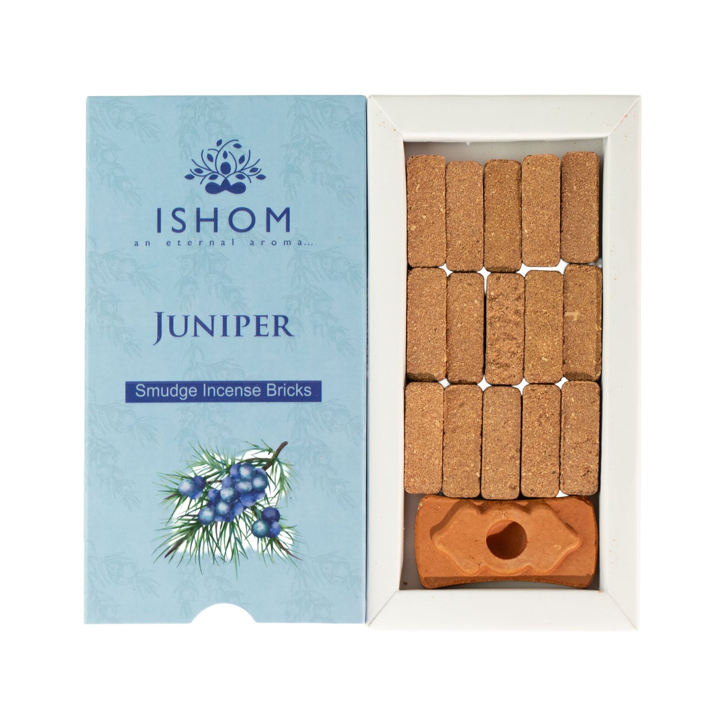 Paquete de 15 ladrillos de incienso natural y quemador - enebro