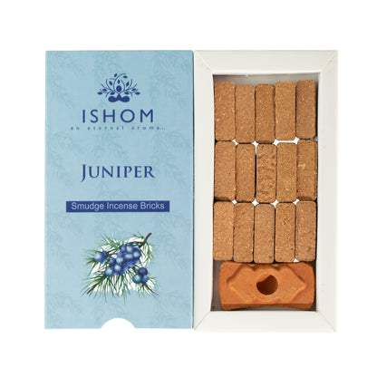 Paquete de 15 ladrillos de incienso natural y quemador - enebro