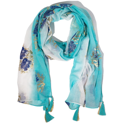 Foulard Nomade Sari Aqua Fish – turquoise (180x50cm)