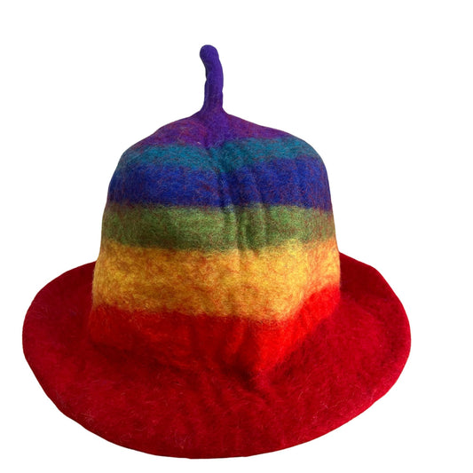 Saunahut aus Filz - Regenbogen