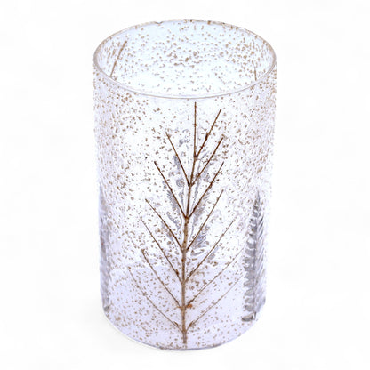 Bougeoir en verre floral naturel - Grand vase - Pin (19 x 11 cm)