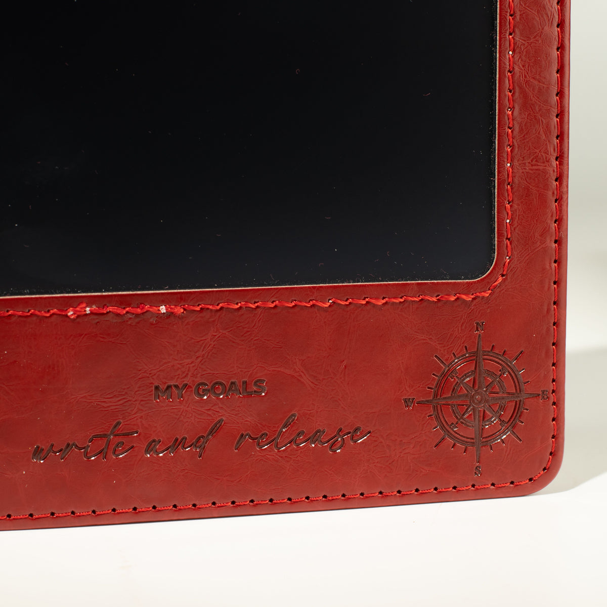 Cuaderno de intenciones A5 - Pantalla LCD borrable - Efecto cuero rojo - 80 hojas