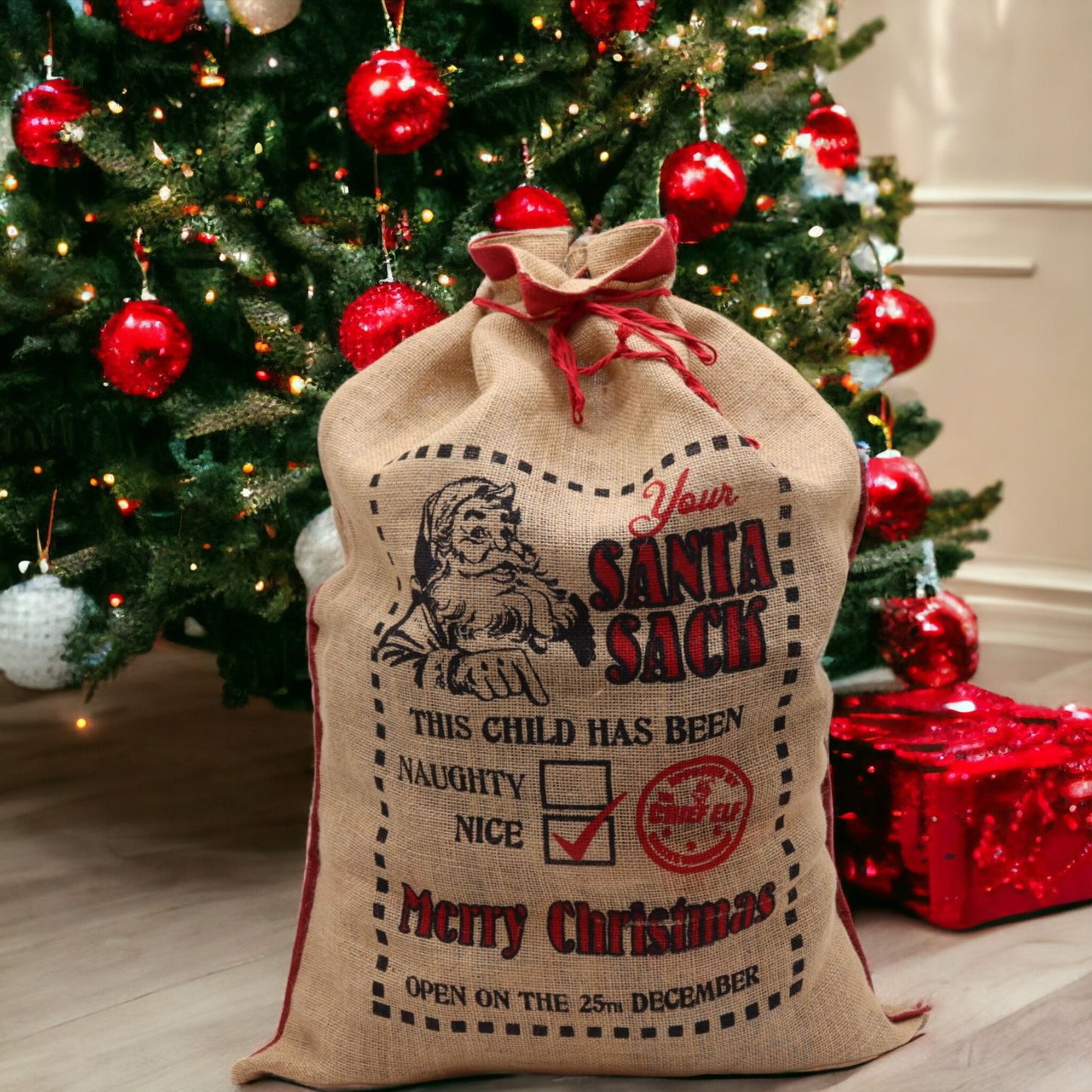 Sacs de jute du Père Noël - Ce garçon a été... bon !
