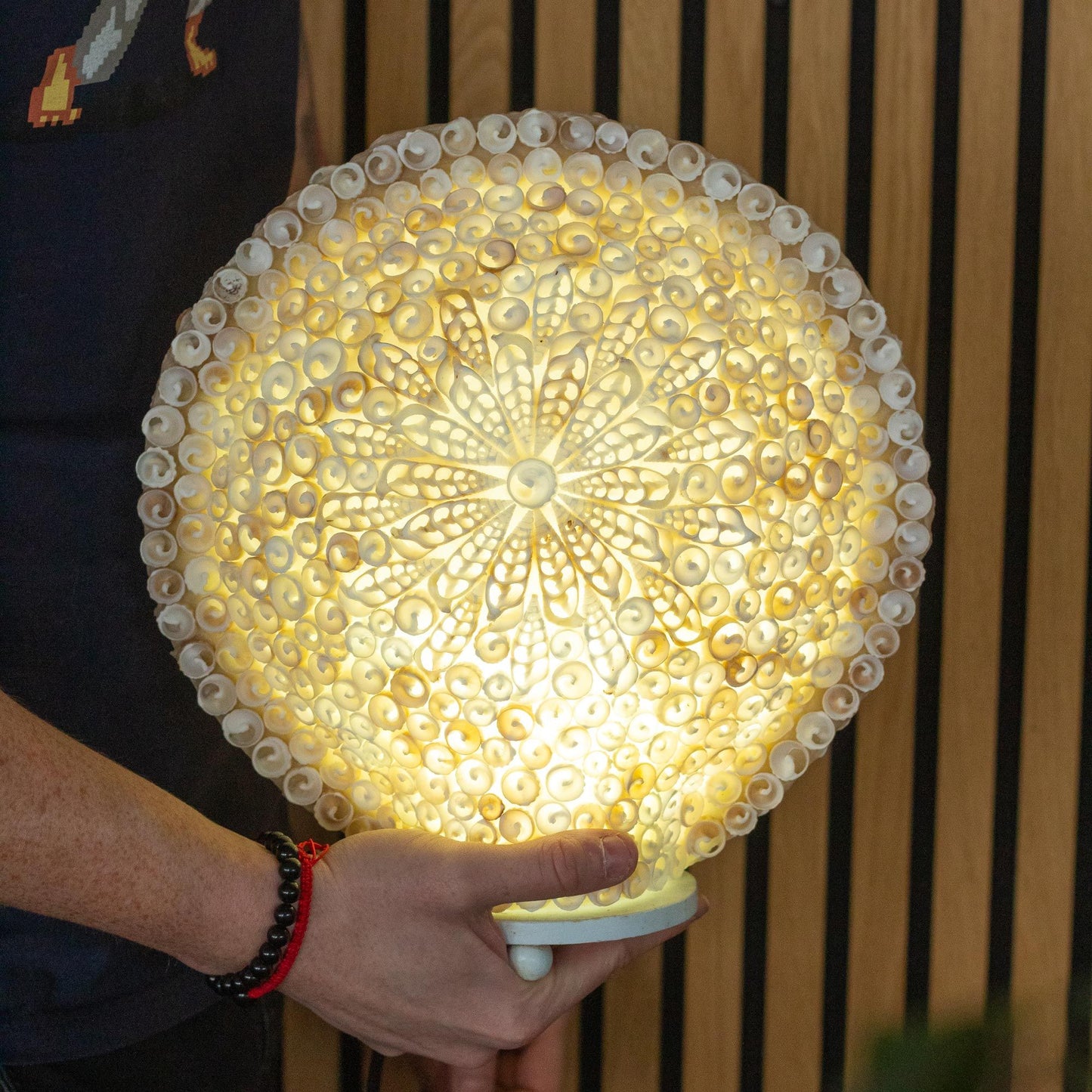 Boho Muschellampe - Große runde Muschel - 30 cm