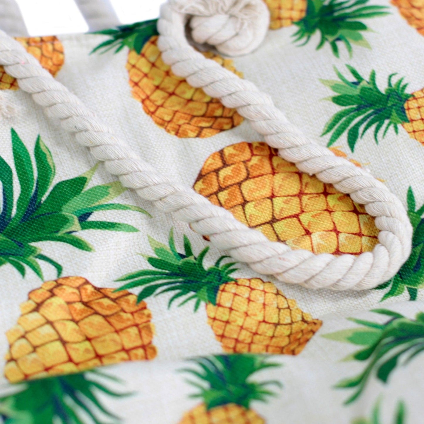 Sac cabas avec anse en corde - ananas tropicaux