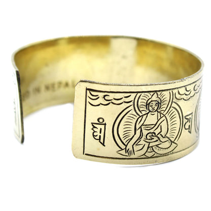 Bracelet tibétain en laiton - Cinq Bouddhas