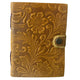 Carnets en cuir gaufré (18x13 cm) - Imprimé floral cannelle - 200 pages