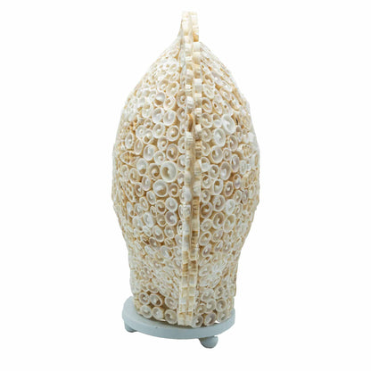 Lampe coquillage Boho - Grand coquillage rond - 30 cm