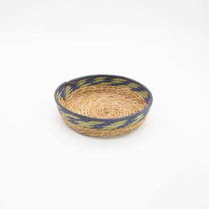 Körbe-Tabletts aus Stroh und Seegras – Natur, Grün und Blau – 3er-Set