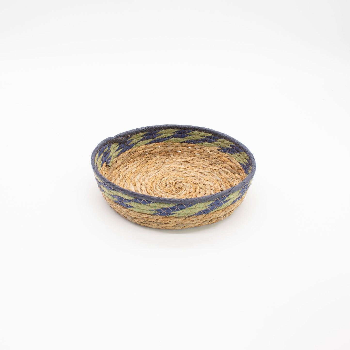 Körbe-Tabletts aus Stroh und Seegras – Natur, Grün und Blau – 3er-Set