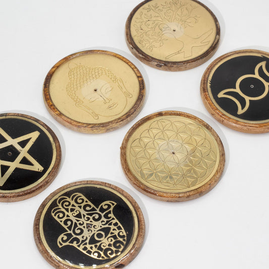 Gold und Schwarz auf Mangoholz - Hamsa