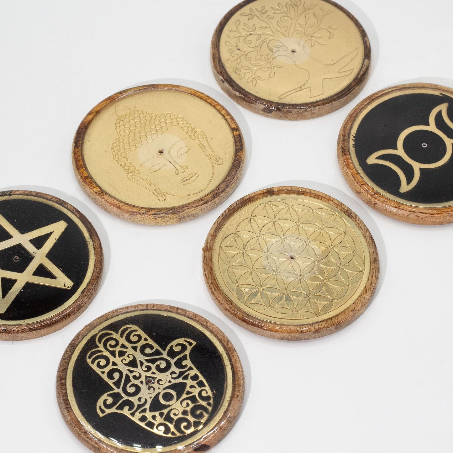 Or et noir sur bois de manguier - Triple Lune