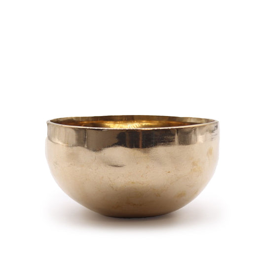 Kleine handgefertigte tibetische Klangschale aus glänzendem Metall (ca. 550 g) - 13 cm